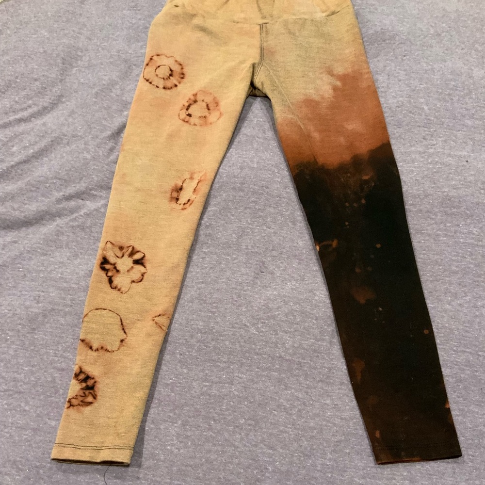 Reverse Bleach hand dyed leggings